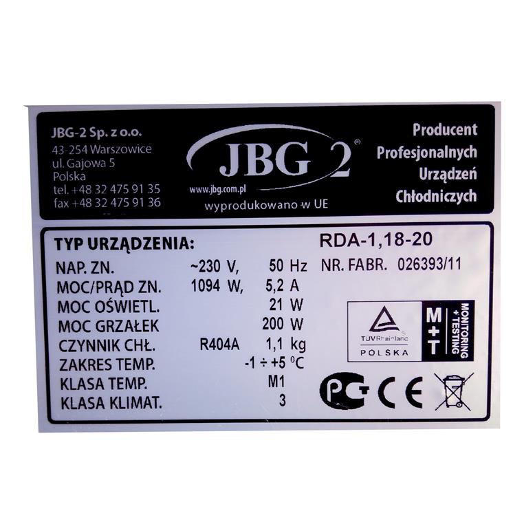 Witryna chłodnicza 126 cm JBG2 2013/2014