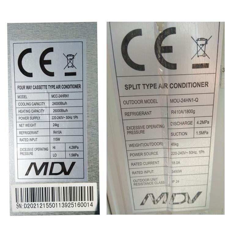 Klimatyzator kasetonowy MDV 7,1 kW MOU-24HN1/MCC-24HRN1