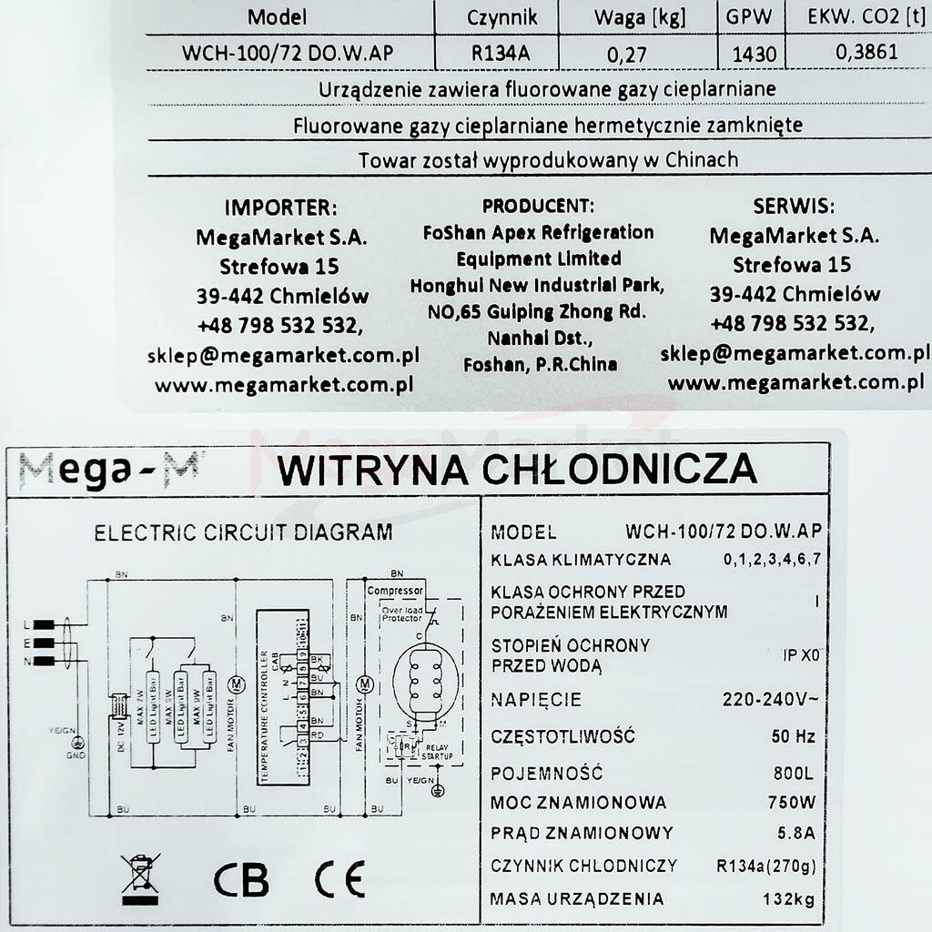 Witryna-szafa-chlodnicza-przeszklona-dwudrzwiowa-z-oswietleniem-LED-800l-biala-gastronomiczna-do-sklepu-na-napoje Mega-M WCH-100 72 DO.W.AP 1 (12)