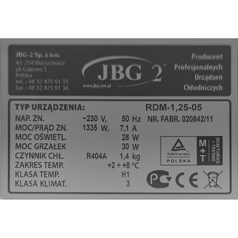 Witryna chłodnicza 125 cm JBG2 RDM 1.25-05