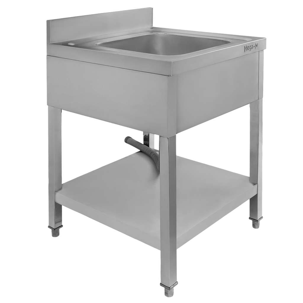 Zlew gastronomiczny ze stali nierdzewnej 60x60x85 z syfonem