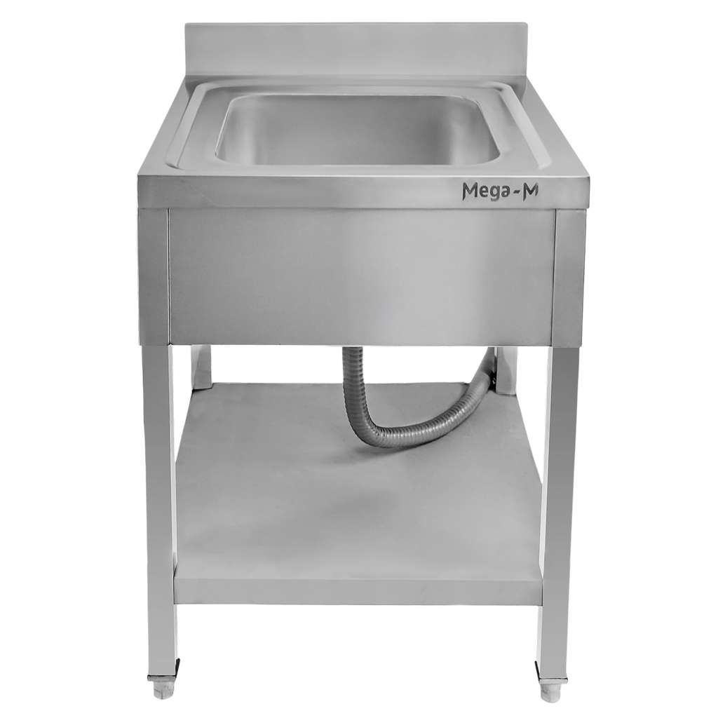 Zlew gastronomiczny ze stali nierdzewnej 60x60x85 z syfonem