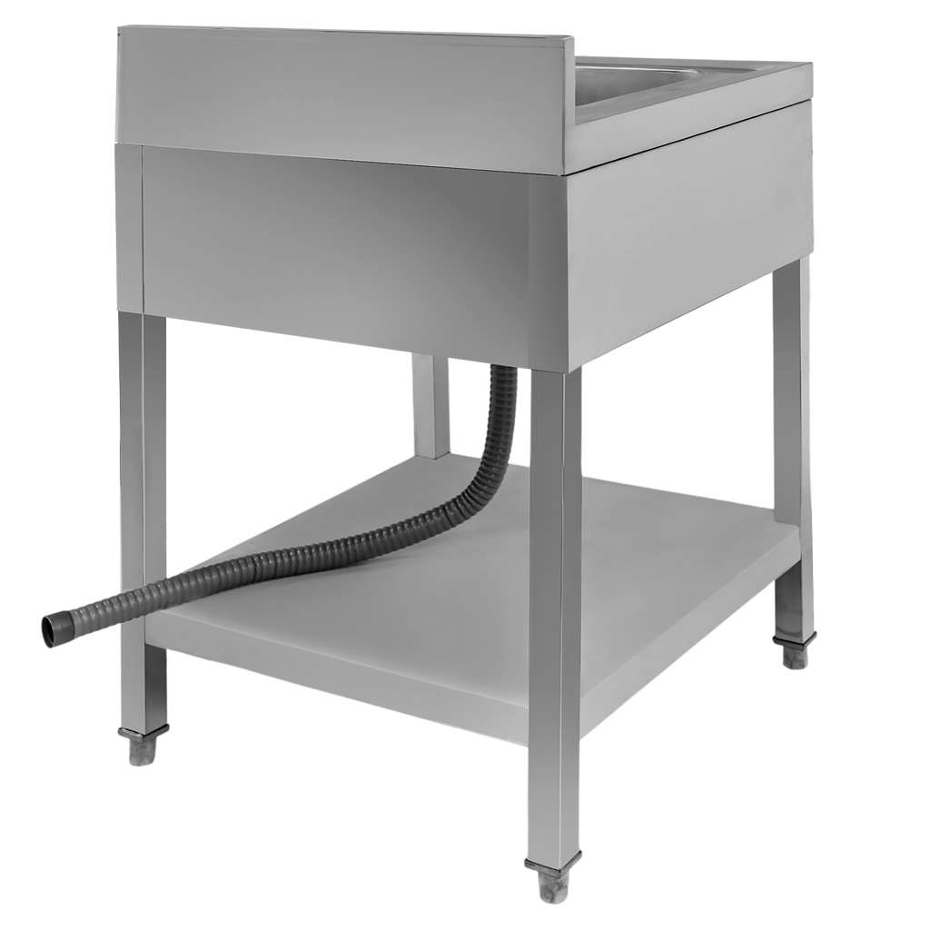 Zlew gastronomiczny ze stali nierdzewnej 60x60x85 z syfonem