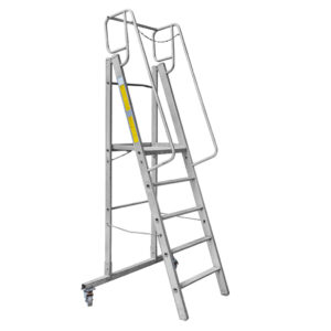 Drabina magazynowa aluminiowa Drabex 5 stopni wysokość 131 cm lewa str.