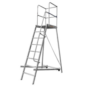 Drabina magazynowa platformowa przejezdna Drabex 8 stopni 215 cm