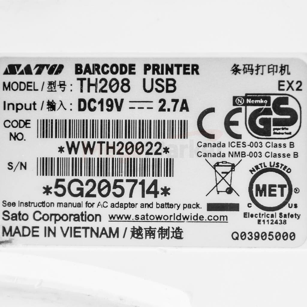 Drukarka etykiet SATO TH208 wydruk termiczny tabliczka znamionowa