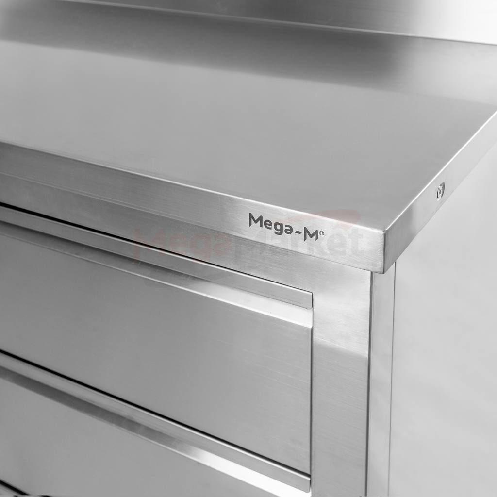 Stół gastronomiczny firmy Mega-M 160/70/85H z szafką i trzema szufladami