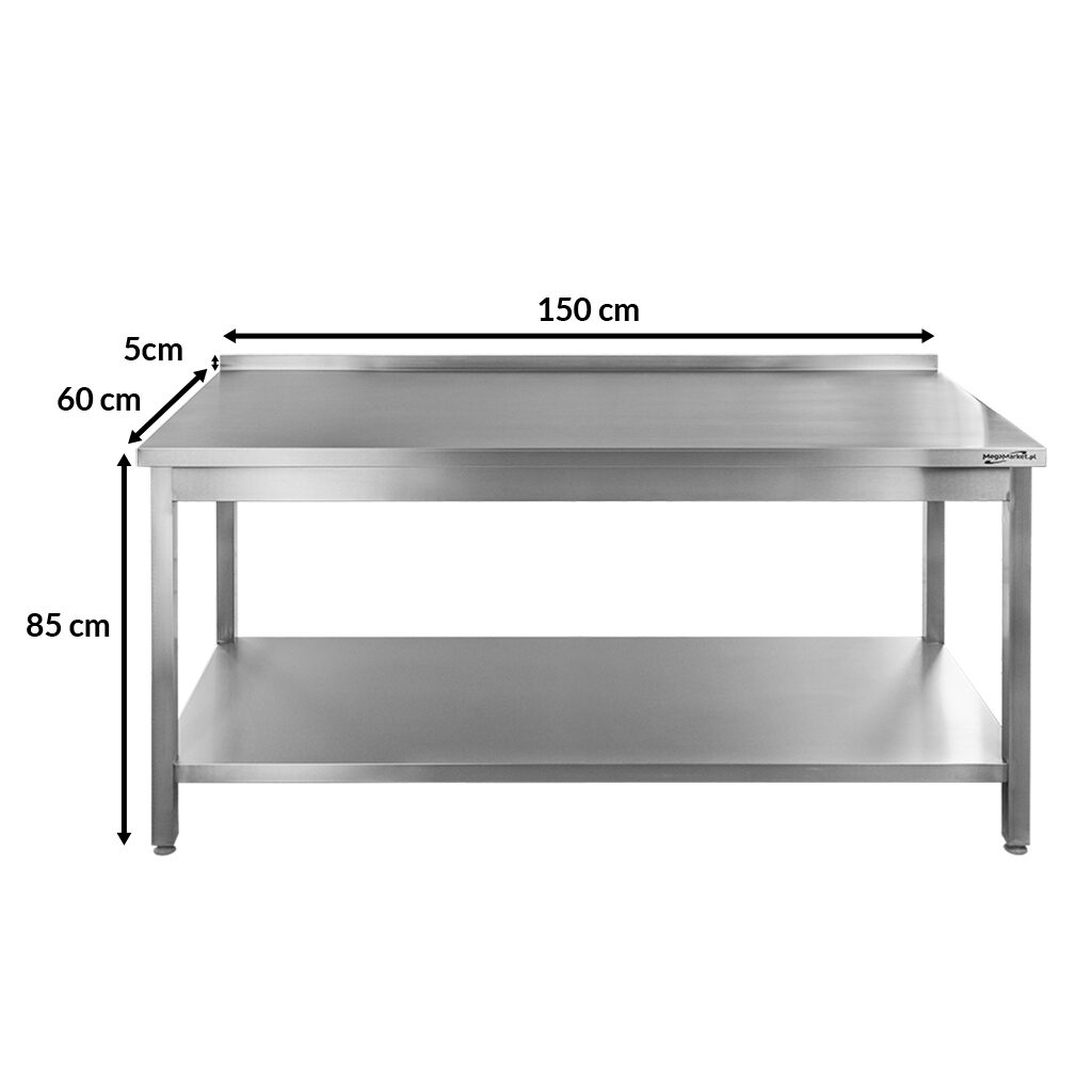 Wymiary profesjonalnego stołu 2-warstwowego ze stali nierdzewnej