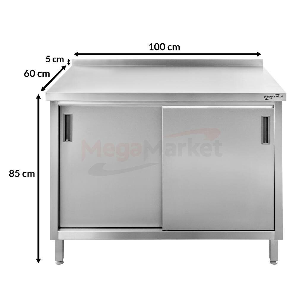 Wymiary stołu gastronomicznego Mega-M 100x60x85 ze stali nierdzewnej