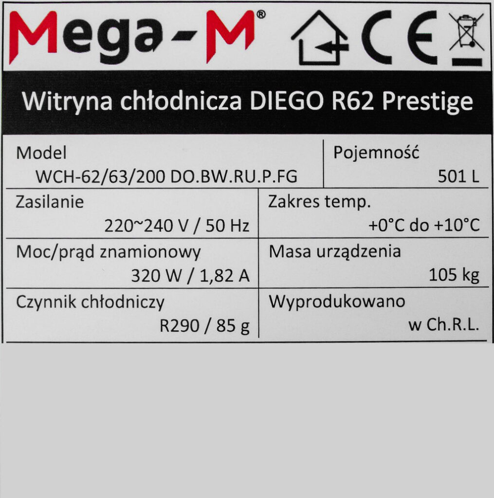 Witryna chłodnicza Mega-M DIEGO R62 Prestige