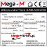 Tabliczka znamionowa w witrynie cukierniczej marki Mega-M CLARA S90
