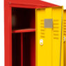 Szafka ubraniowa BHP dwudrzwiowa z daszkiem czerwono-żółta półki