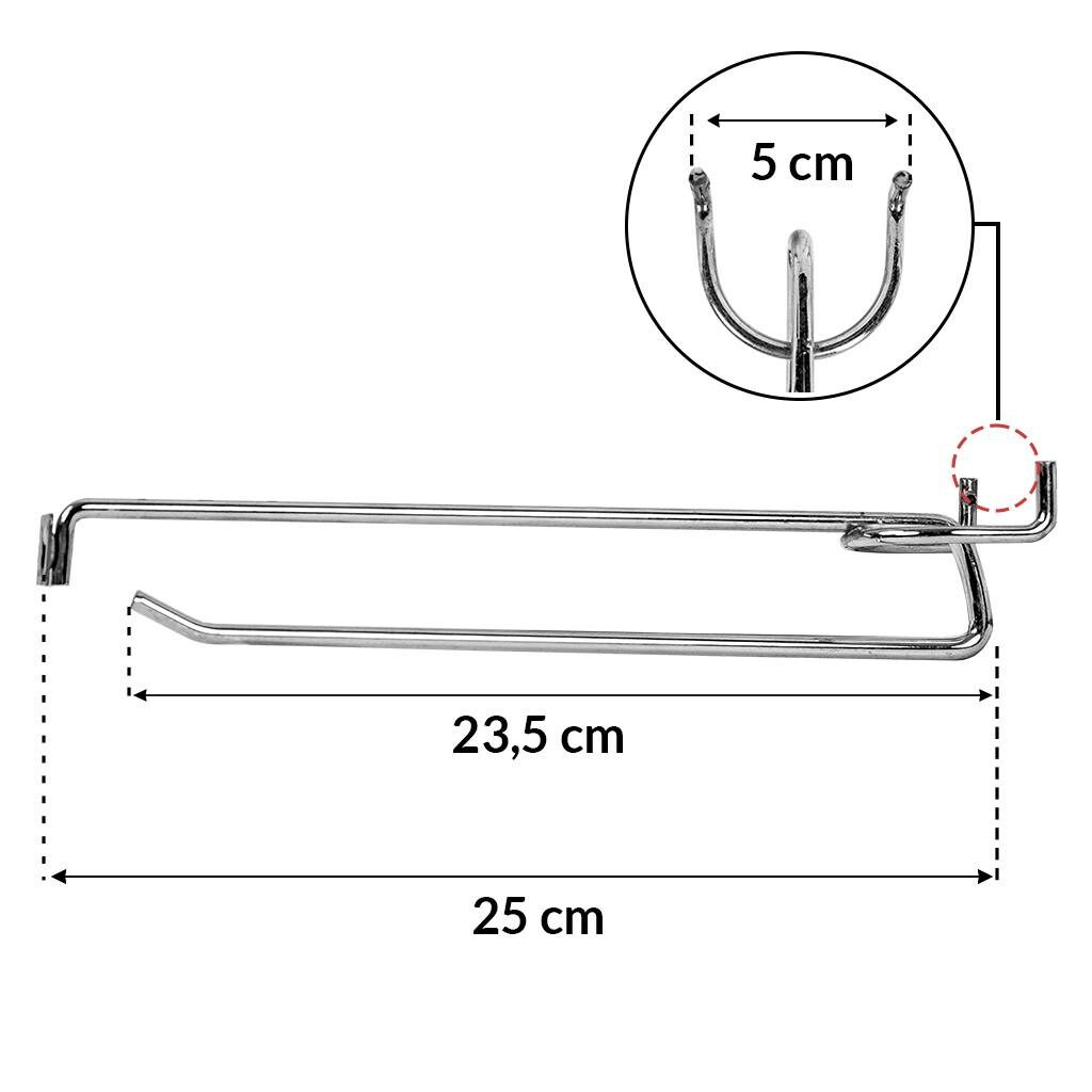 Pojedyncza Zawieszka Haczyk na tył Euro perforowany 20 cm z wysięgnikiem ZESTAW 50 szt