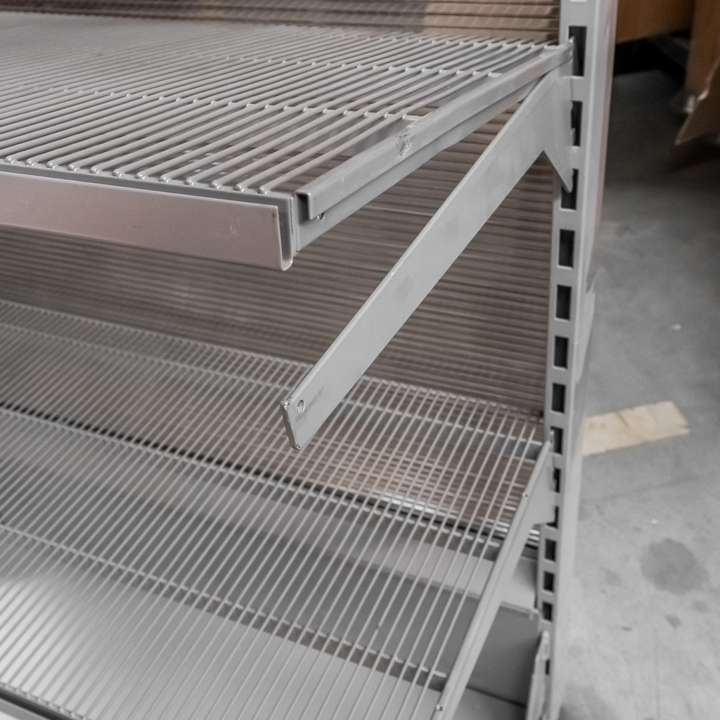 regał sklepowy metalowy, regał do sklepu z półką drucianą