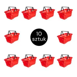 Koszyk sklepowy zakupowy Mega-M czerwony ZESTAW 10 szt