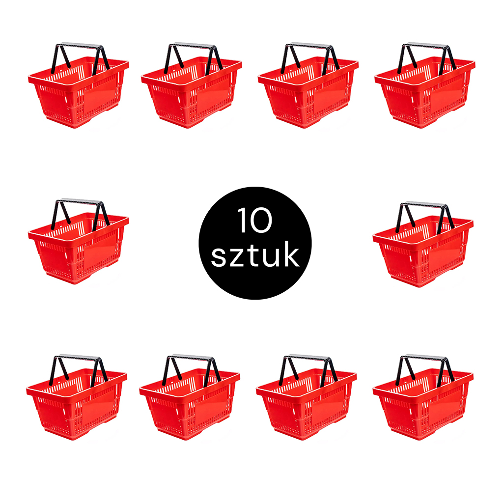 koszyk zakupowy czerwony zestaw 10 szt