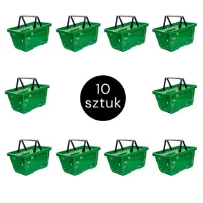 Koszyk sklepowy zakupowy Mega-M zielony ZESTAW 10 szt