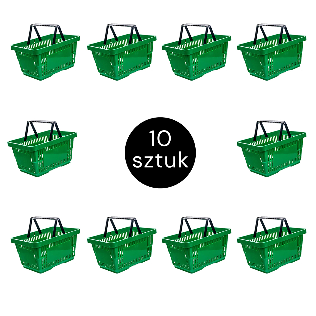 koszyk zakupowy zielony zestaw 10 szt