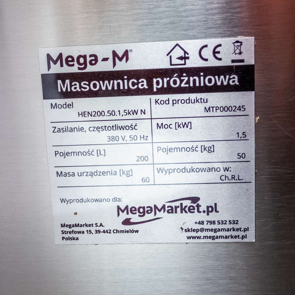 masownica próżniowa, masownica do mięsa, masownica przemysłowa, masownica gastronomiczna, masownica z próżnią, urządzenie do masowania mięsa, masownica spożywcza, urządzenie do peklowania mięsa, maszyny masarskie do mięsa