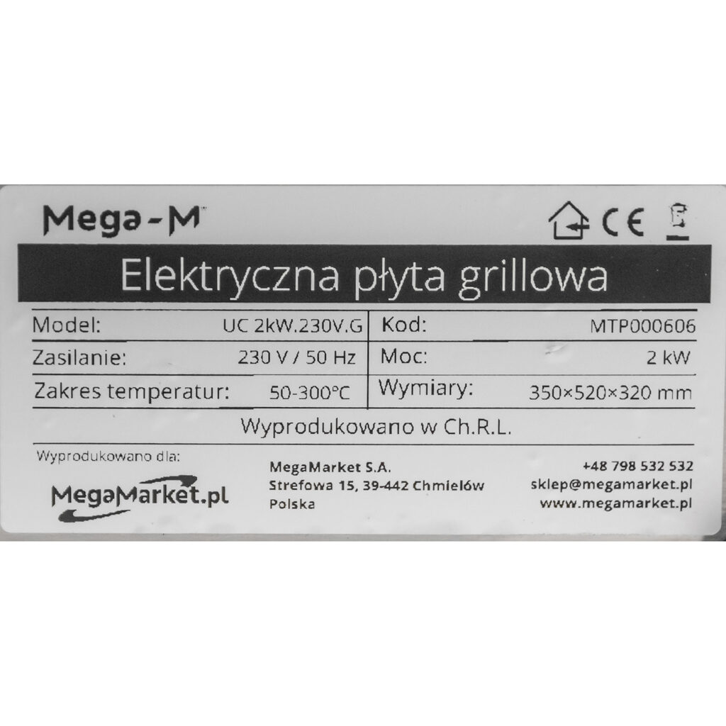 tabliczka znamionowa płyty elektrycznej