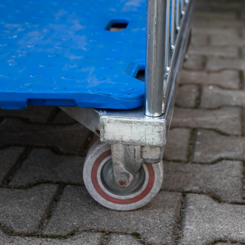 Rollkontener (rollcage, rollbox) wózek siatkowy transportowy kolor niebieski