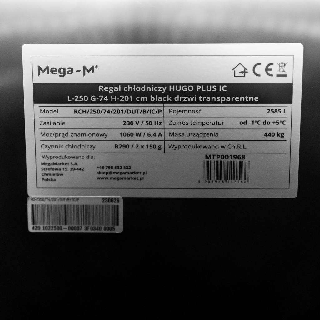 Regał chłodniczy 4-drzwiowy przeszklony Hugo HC 250 specyfikacja