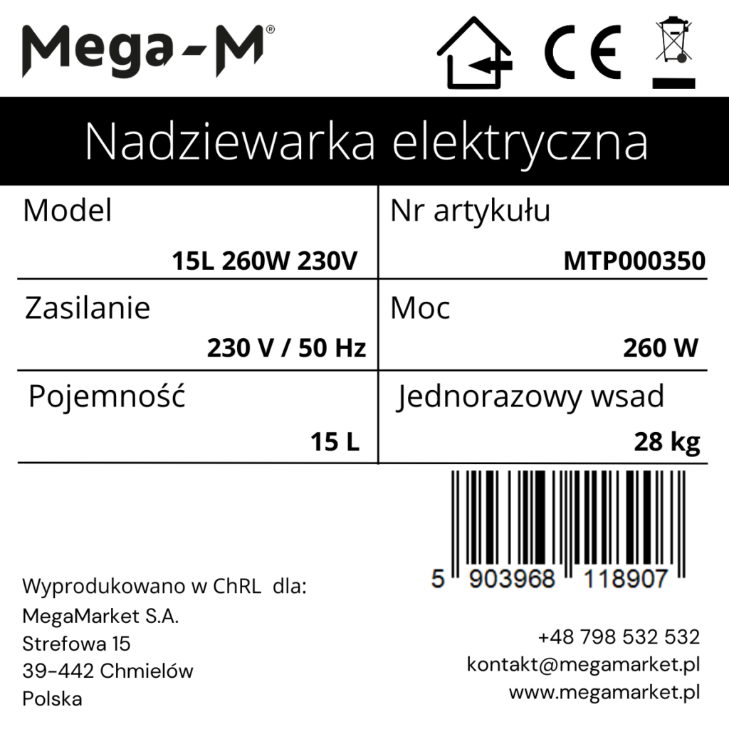nadziewarka do kiełbas 15 l