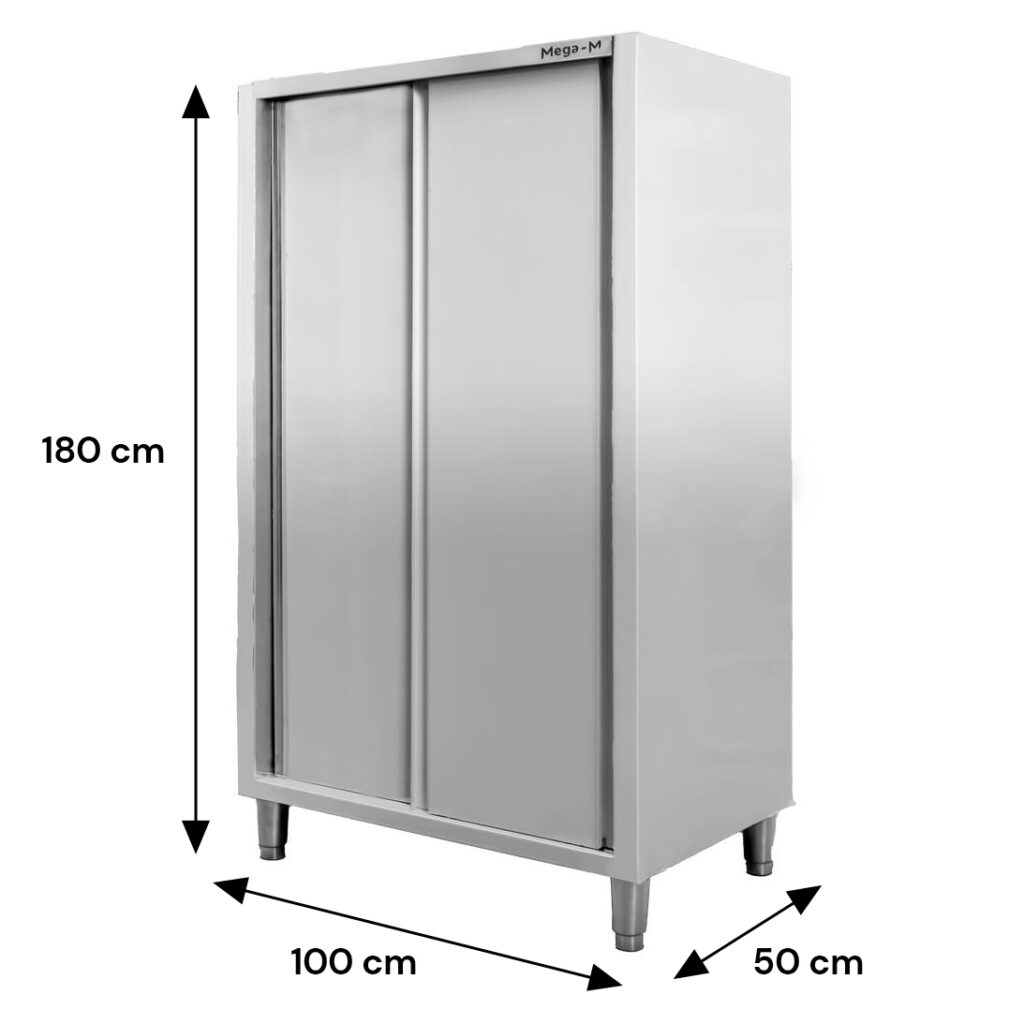 Szafa gastronomiczna przelotowa Mega-M 2-drzwiowa 100x50x180 cm stal nierdzewna-MTP001878 wymiarowanie