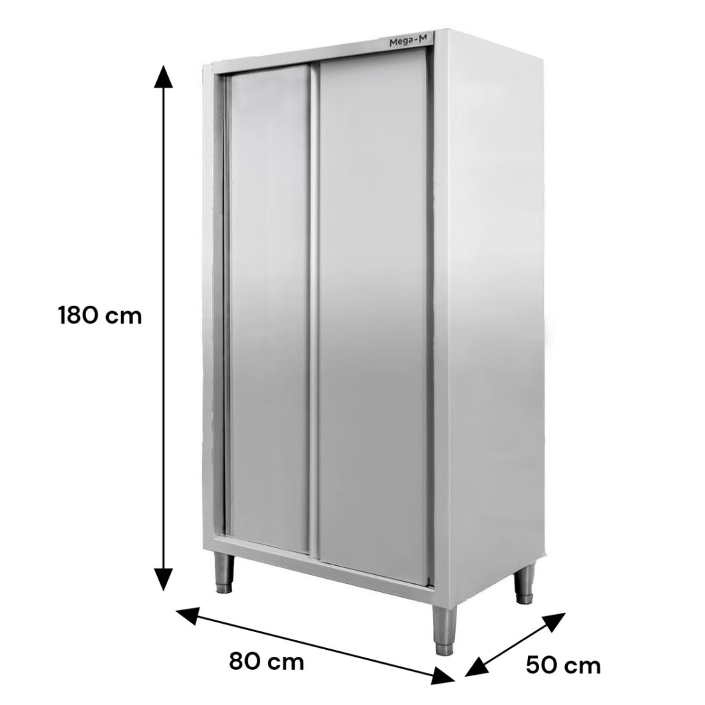 Szafa gastronomiczna przelotowa Mega-M 2-drzwiowa 80x50x180 cm stal nierdzewna-MTP001877 wymiarowanie