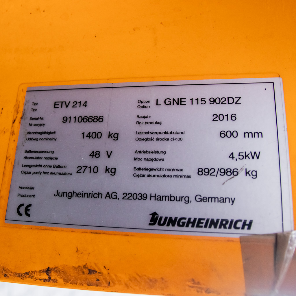 wózek widłowy Jungheinrich ETV 214