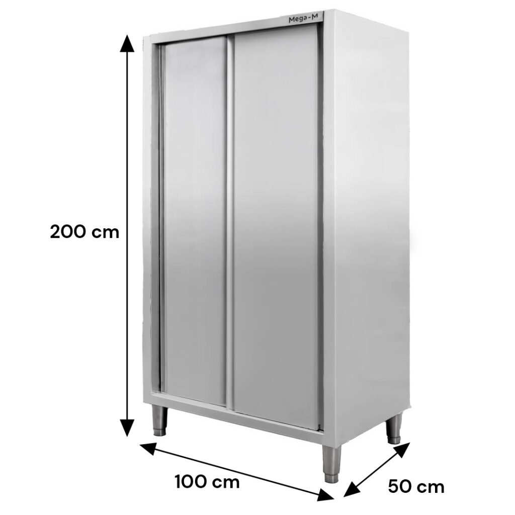 wymiary Szafa gastronomiczna Mega-M 2-drzwiowa 100x50x200 cm stal nierdzewna-MTP001884