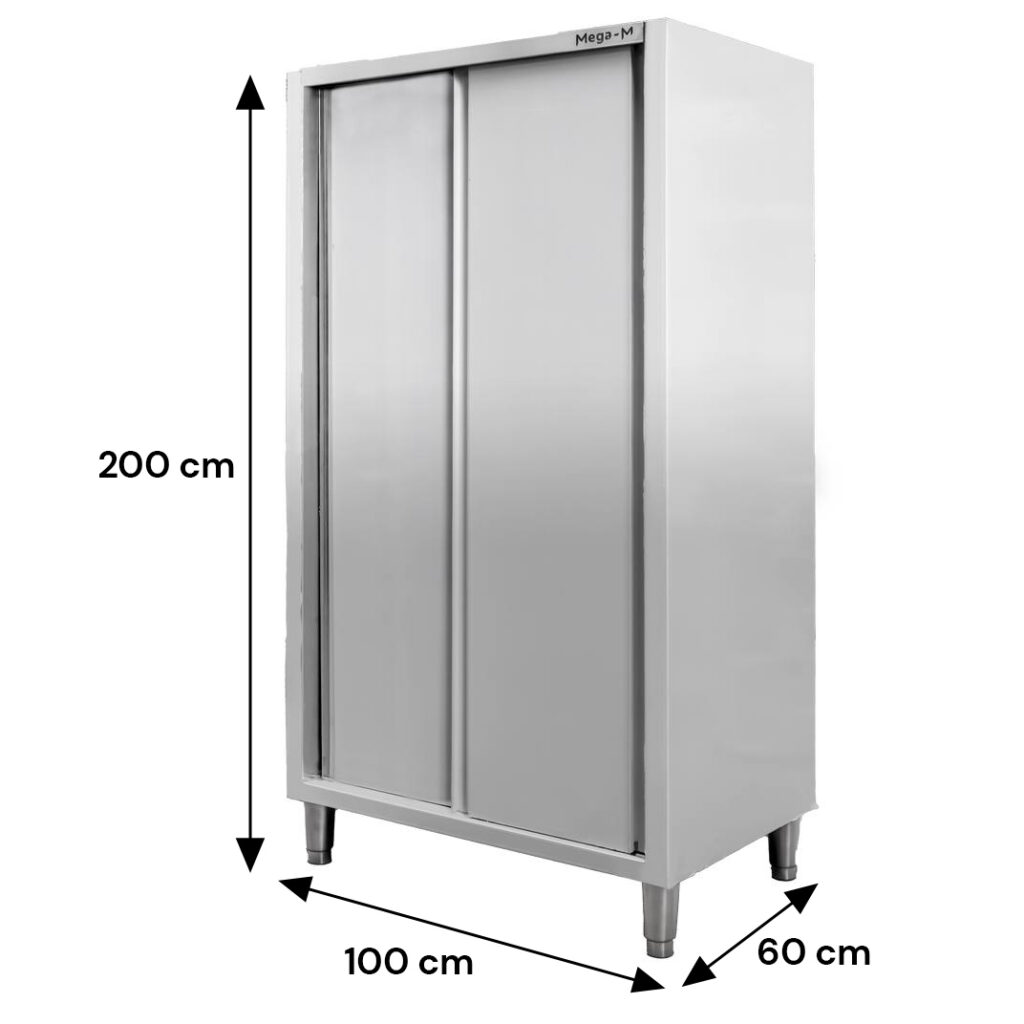 wymiary Szafa gastronomiczna Mega-M 2-drzwiowa 100x60x200 cm stal nierdzewna-MTP001887