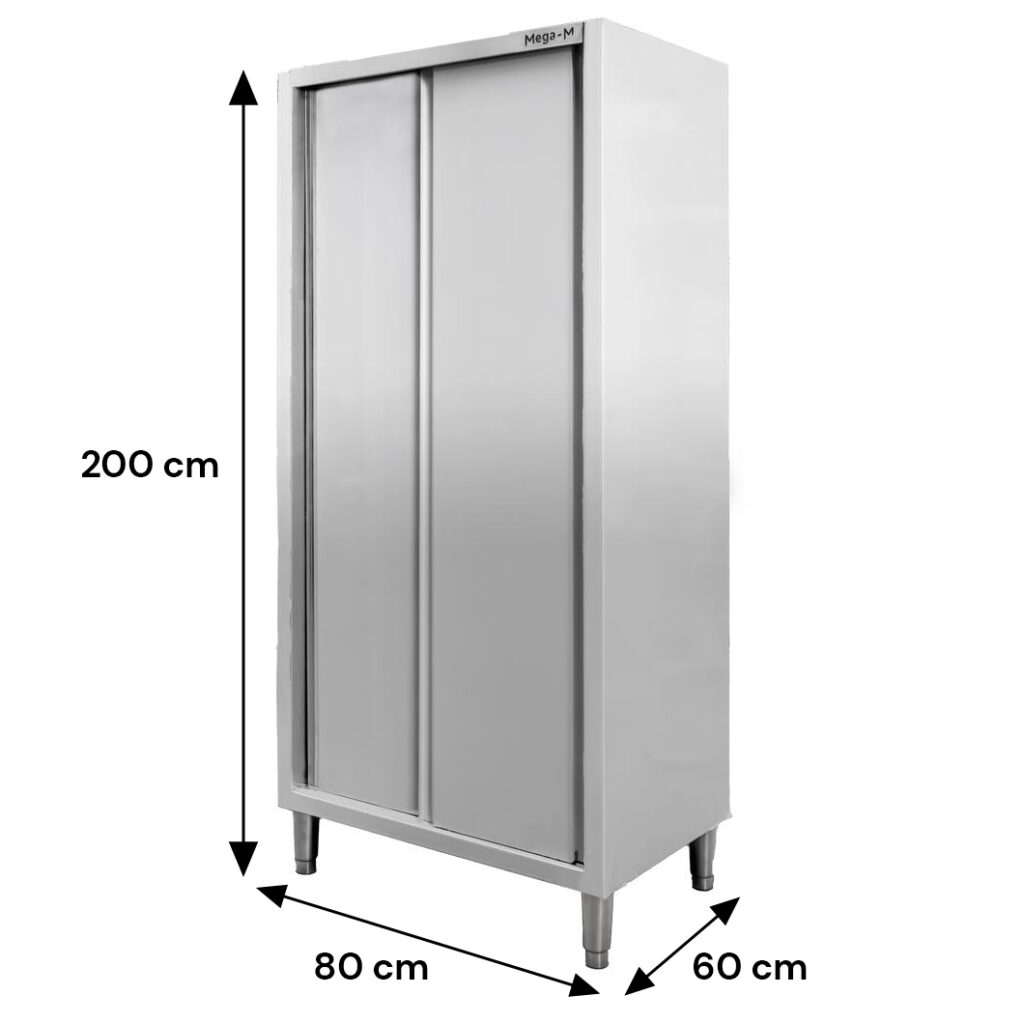 wymiary Szafa gastronomiczna Mega-M 2-drzwiowa 80x60x200 cm stal nierdzewna-MTP001886