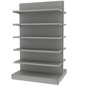 Zdjęcie produktu: Regał sklepowy MAGO gondola H-210 cm L-128 cm moduł bazowy jasny szary