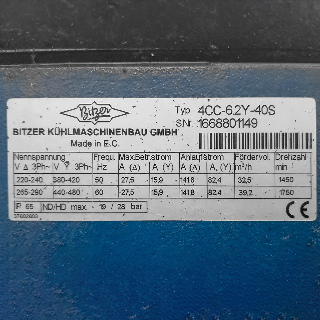 Zestaw sprężarkowy BITZER 3x4CC-6.2Y-40S wydajność 3x32,5 m3h MPP000829