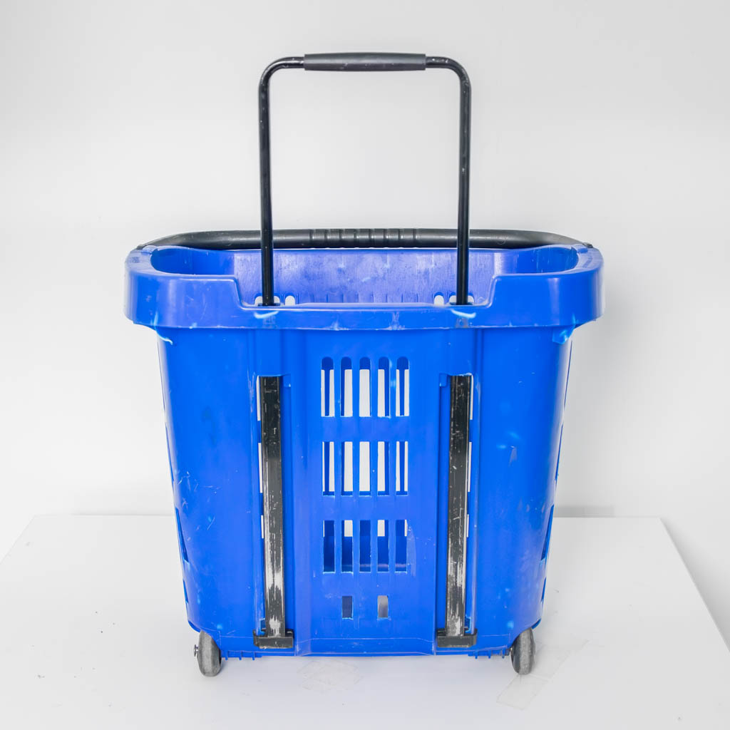 Koszyk sklepowy zakupowy na kółkach z wysuwaną rączką niebieski mpp004634