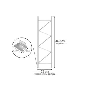 Rama MGL MAGO HX82 H-360 cm G-63 cm W-8.2 cm szara (w elementach)