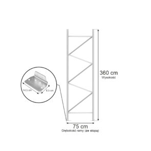 Rama MGL MAGO HX82 H-360 cm G-75 cm W-8.2 cm szara (w elementach)