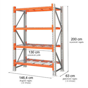 Zdjęcie produktu: Regał magazynowy 4-półkowy MGL MAGO HX H-200 cm G-63 cm L-146.4 cm moduł bazowy 300 kg