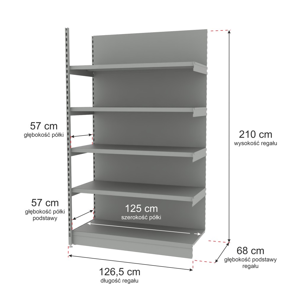 Regał sklepowy wzmocniony przyścienny MPP000807