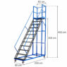 Drabina magazynowa przejezdna pomost magazynowy Mega-M Standard H 300 cm 12 stopni wymiarowanie