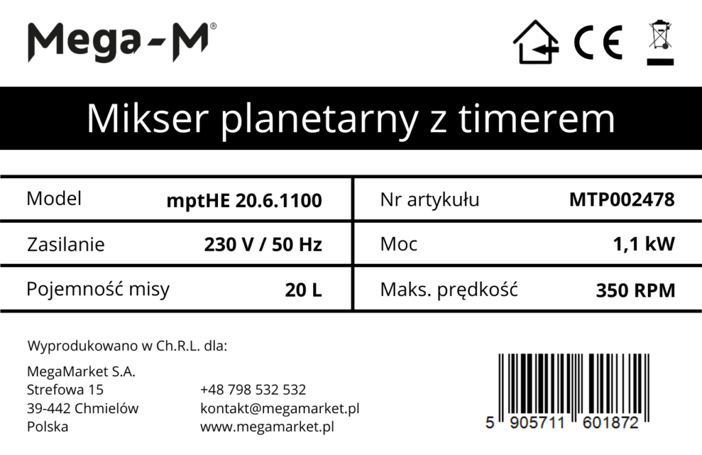 Mikser planetarny z timerem MTP002478