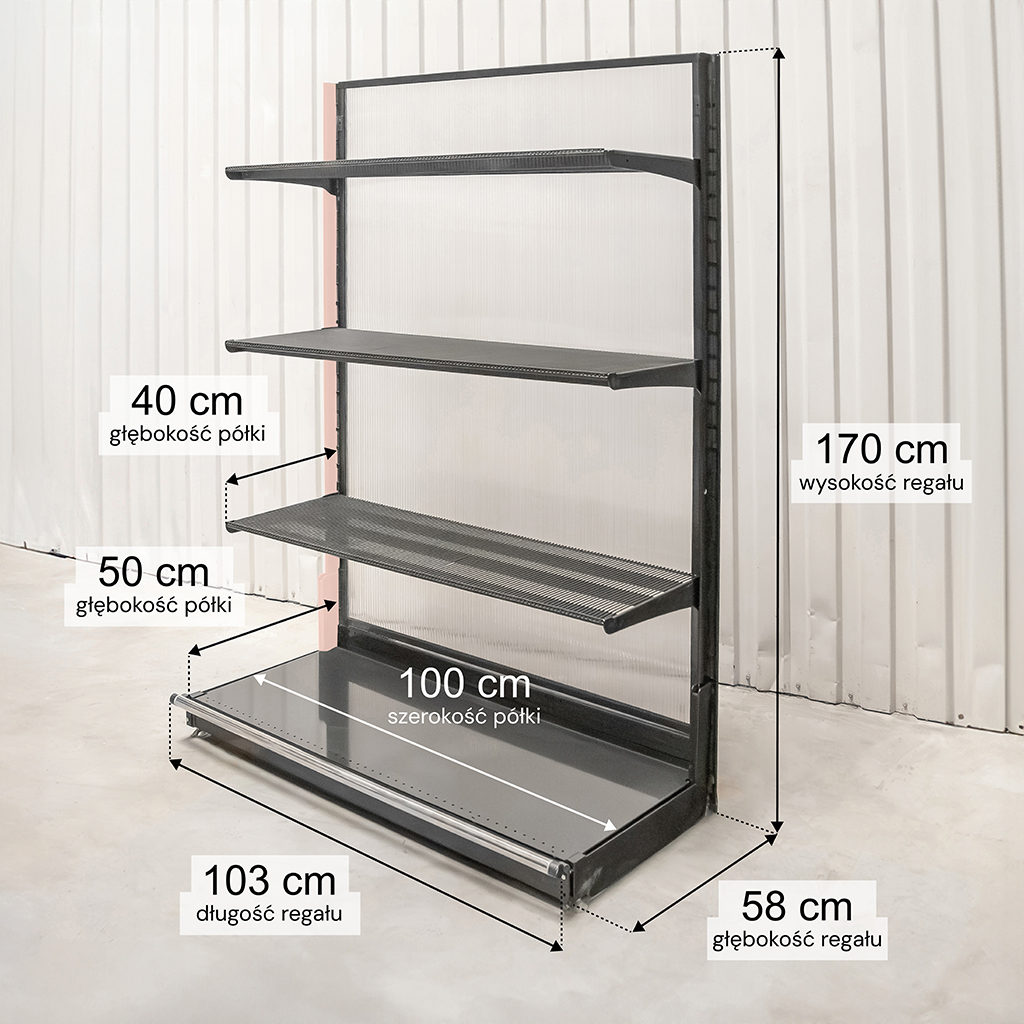 Regał sklepowy przyścienny metalowy Wireland