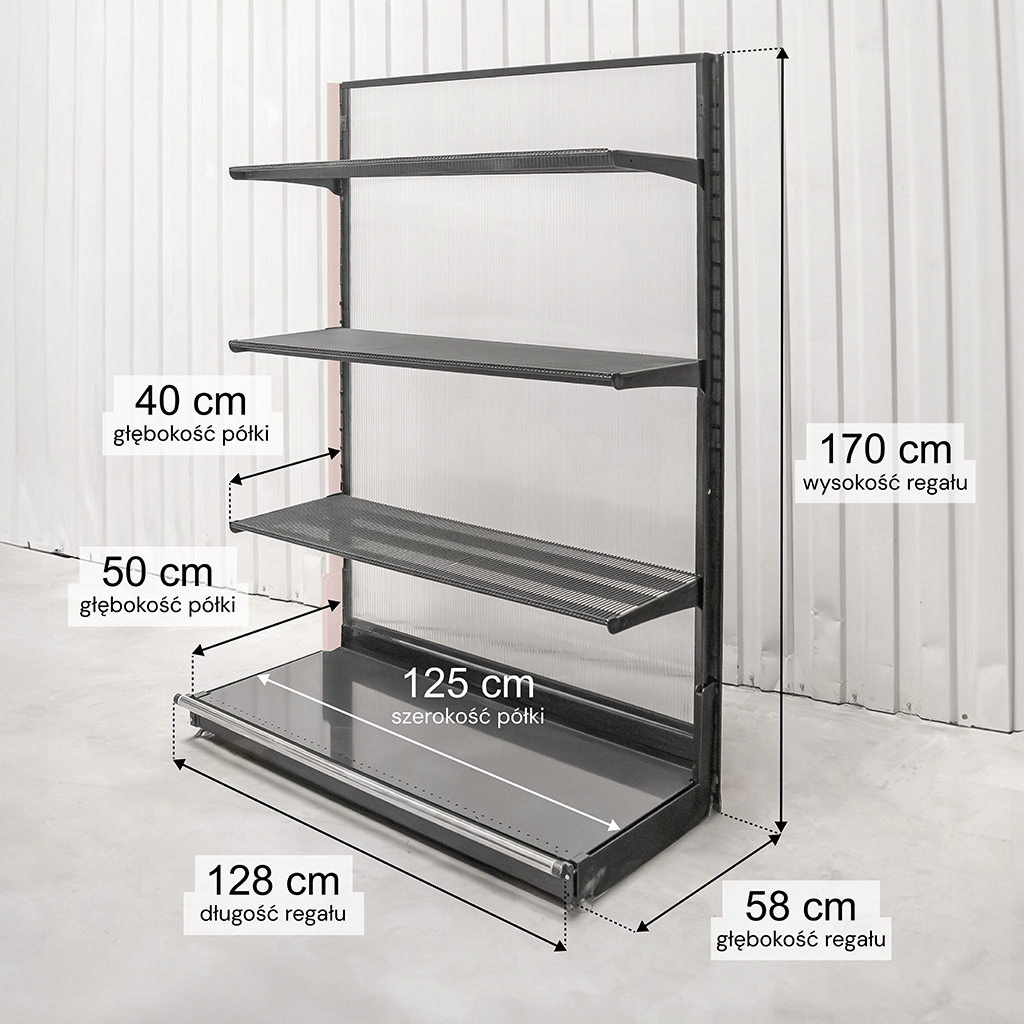 Regał sklepowy przyścienny metalowy Wireland