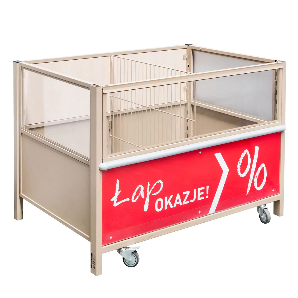 Kosz promocyjny z nadstawką WIRELAND L-120 cm G-82 H-85 cm kremowy MTP005298