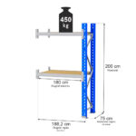 Zdjęcie produktu: Regał magazynowy 2-półkowy MGL MAGO HX H-200 cm L-188.2 cm G-75 cm 450 kg moduł dostawny niebiesko-szary