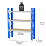 Regał magazynowy 3-półkowy MAGO HX H-200 cm G-63 cm L-286.4 cm moduł bazowy 570 kg niebiesko-szary MPP001046