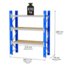 Regał magazynowy 3-półkowy MAGO HX H-200 cm G-75 cm L-286.4 cm moduł bazowy 570 kg niebiesko-szary MPP001051