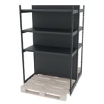 Zdjęcie produktu: Regał sklepowy wzmacniany gondola do palety Mega-M MERKURY II H-210 cm L-128 cm moduł bazowy grafitowy
