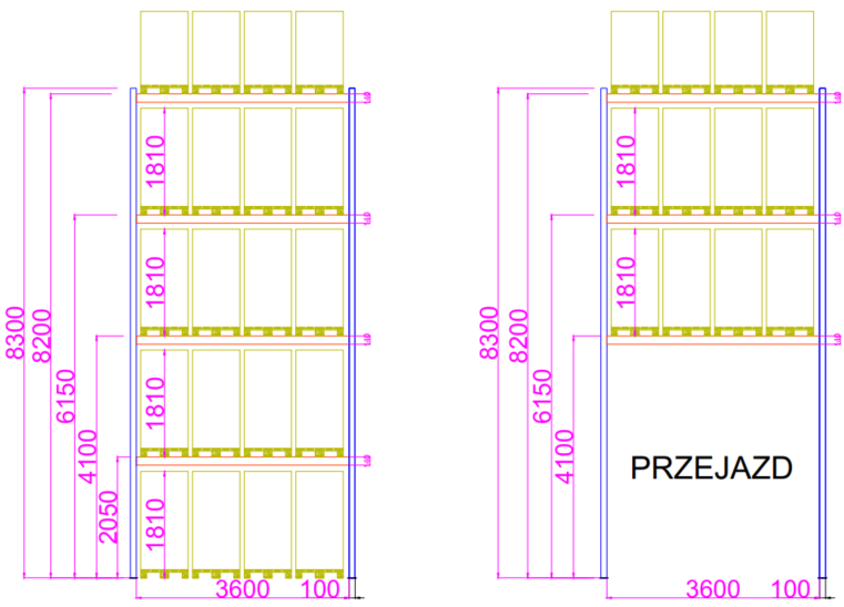 projektowanie magazynu rzut pionowy | regały magazynowe